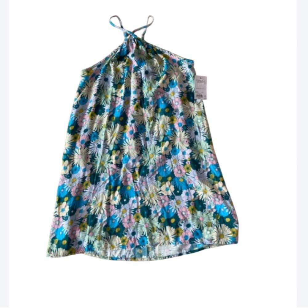 3/$24 SO dress Halter neck swing mini dress floral print dress boho M jr